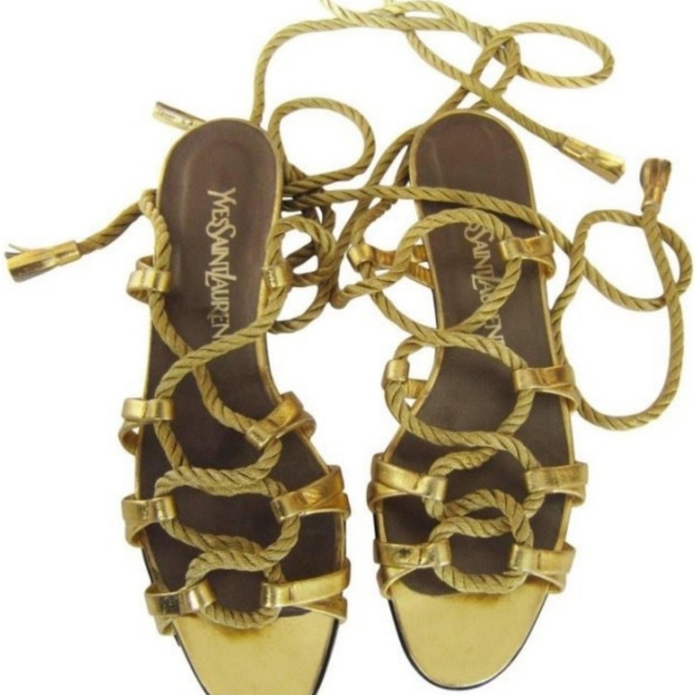 Yves Saint Laurent gold sandals